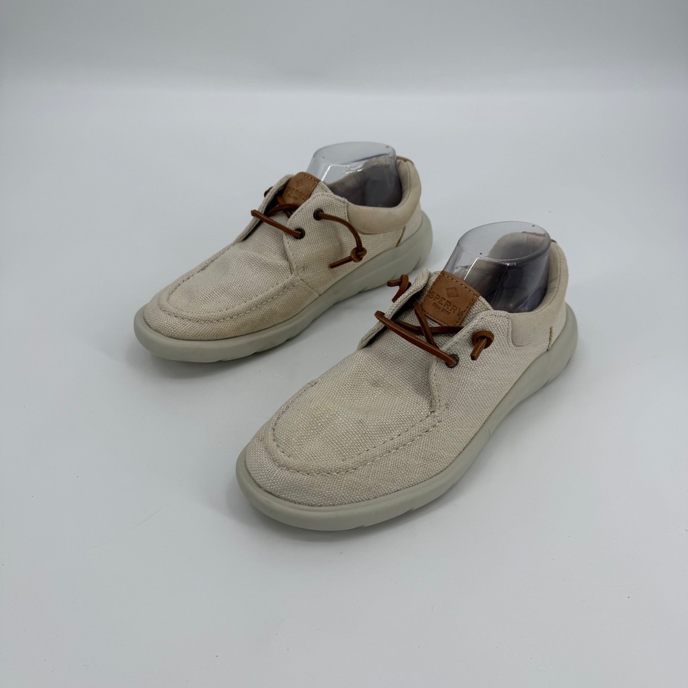 Sperry Top-Sider Crest Vibe Bone Textile Boat Shoes Womens 9M STS88239